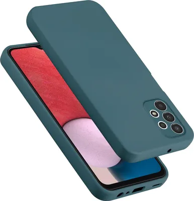 A teal silicone phone case is shown on a white background, partially covering a smartphone.