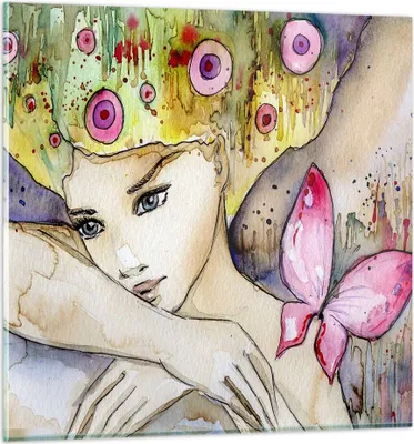 Produktbild von Bilder auf glas - Frau modern - 60x60cm - Glasbilder - Wandbilder - Bilder - Kunstdruck - zum Aufhängen bereit - Wanddekoration aus Glas - Glas Bilder - Wandbild auf Glas - Einteilig - GAC60x60-3554