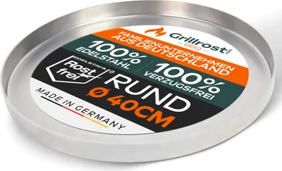 Image de Plaque de cuisson en acier inoxydable - Plancha ronde 40cm - Acier inoxydable massif pour les barbecues à charbon et à gaz