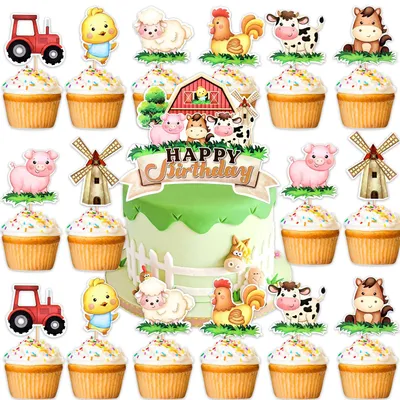 17-teiliges Bauernhof-Tier-Kuchen-Dekorationsset
