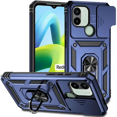 Obrázek produktu pro Pouzdro pro Xiaomi Redmi A1 / A1+ dvouvrstvé pouzdro s posuvným krytem kamery a prstencovým stojánkem modré