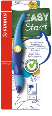 Produktbild von Ergonomischer Tintenroller für Linkshänder - STABILO EASYoriginal in dunkelblau/hellblau -Einzelstift - Schreibfarbe blau (löschbar) - inklusive Patrone