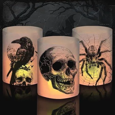 Zdjęcie produktu dla 12 świeczników na Halloween - dekoracje stołu do użytku wewnątrz i na zewnątrz