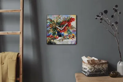 Produktbild von Coloray Hodiny Unikátní 30x30 cm  Tiché hodiny Pro obývací pokoj a kuchyň Nástěnné hodiny Plátno Bílé ručičky hodin - Květinové ovoce