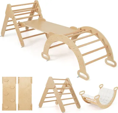 Produktbild von Kletterset aus Holz mit Rutsche und Wenderampe