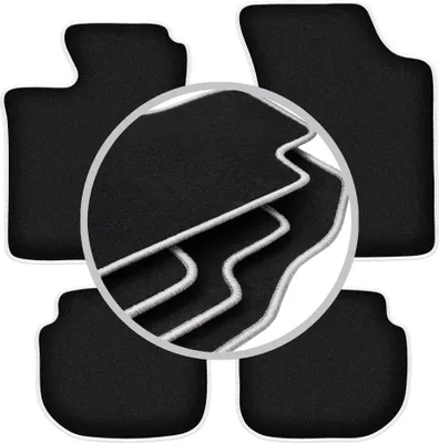 Produktbild von Fußmatten Velours Schwarz/Silber für Volvo 440 / 460 1988-1996 Set 4-tlg