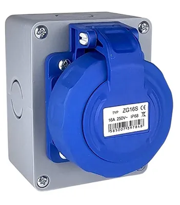 Produktbild von Schuko Einzelsteckdose 230V 16A IP65 | Wasserdichte Außensteckdose mit Schraubdeckel | Wandsteckdose für Baustelle, Garten & Werkstatt