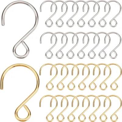 300 S-förmige Haken aus Edelstahl, Gold und Silber, 22x14x1 mm
