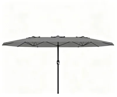Produktbild von Garten Sonnenschirm 4,6 x 2,7 m - Rechteckiger Terrassenschirm - Handkurbel - Polyesterbespannung - Eisenrahmen - Ohne Schirmständer - Grau