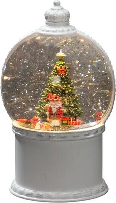 Produktbild von Konstsmide - LED Kugellaterne, "Weihnachtsszenerie", weiß, wassergefüllt, wählbare Energiefunktion, mit 5h Timer, 1 warm weiße Diode, batteriebetrieben & USB, Innen, 3 x AA 1.5V (exkl.) - 4301-200