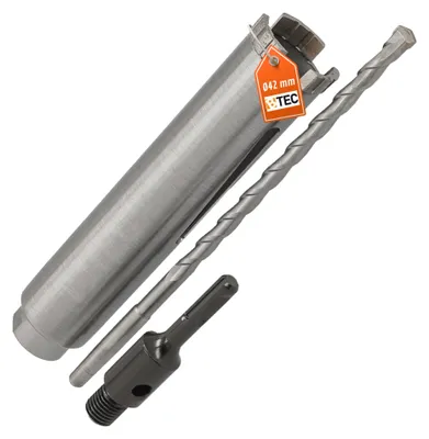 Produktbild von Diamantbohrkrone Ø 42 mm Nutzlänge 180 mm mit SDS+-Aufnahme 100 mm und Zentrierbohrer 240 mm Segmenthöhe 10 mm Diamant Bohrkrone Trockenbohrkrone Kernbohrer Betonbohrkrone Kernbohrkrone BTEC