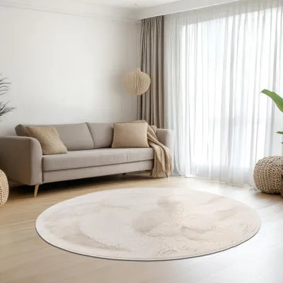 Immagine prodotto di Tappeto crema con pelliccia di coniglio morbida e vellutata Dimensioni - 120 cm Rotondo