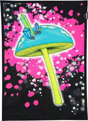 Produktbild von PSYWORK Schwarzlicht Stoffposter Neon "Crystal Mushroom Dream", 0,5x0,7m