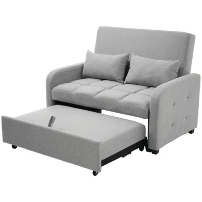 Produktbild von Merax multifunktionales Klappsofa Bett – Verstellbare Rückenlehne, Schlafsofa 180x127 cm, Platzsparendes 2-in-1 Sofa mit Kissen,Grau