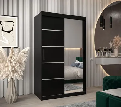 Obrázek produktu pro Šatní zrcadlová skříň ADELA - 120 cm, černá