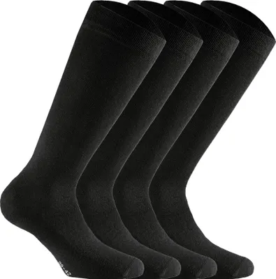 Produktbild von Rohner Basic Uni Kniestrümpfe, 4er Pack - Baumwolle II Long, Socken, Baumwoll-Mix Schwarz 43-46