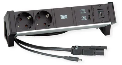 Immagine prodotto di BACHMANN DESK2 2x contatto di terra, 1x USB-C, caricatore USB A&C 22W, GST18