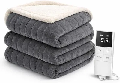 Obrázek produktu pro Elektrická vyhřívací deka – šedá – 80 W – s 9 úrovněmi teploty a časovačem – pro pohodlí a relaxaci