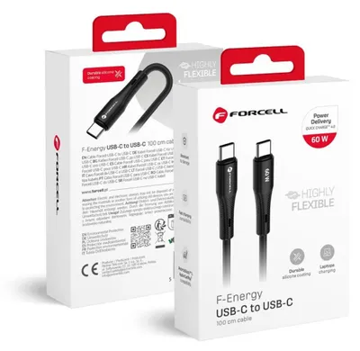 Zdjęcie produktu dla FORCELL F-ENERGY C344 kabel typ C do typ C QC4.0 PD 3A 60W silikonowy 1 m czarny