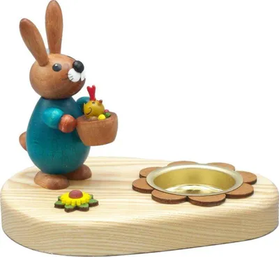 Produktbild von Osterdekoration Teelichthalter Hase mit Küken bunt BxHxT 10x7x7cm NEU