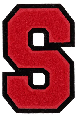 Productafbeelding van Chenille Letter Opstrijkbaar - Alfabet S - DIY Kledingdecoratie - 10 cm - Zwart met Rood