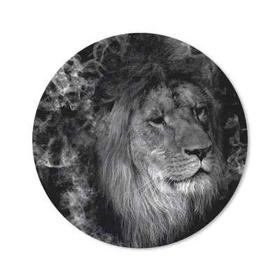 Produktbild von MuchoWow® Mauspad Mousepad Löwe - Rauch - Tiere - Schwarz - Weiß 20x20 cm - Mousepads - Maus Mat - Pad - Mausunterlage - Schreibtischmatte