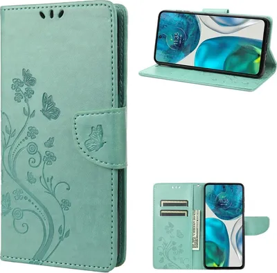 Produktbild von Mobigear Flowers  Motorola Moto G52 Hülle Klapphülle Geldbörse - Grün