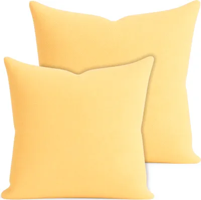 Imagen del producto de Conjunto de dos fundas de cojín, 40x40 cm y 50x50 cm, color amarillo, con cierre de cremallera
