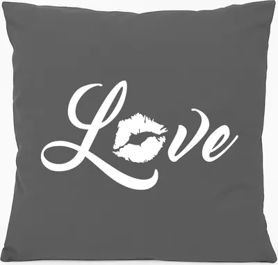 Produktbild von Huuraa Kissen Love Kuss 40x40cm mit Füllung Steel Grey Baumwolle Dekokissen Geschenkidee