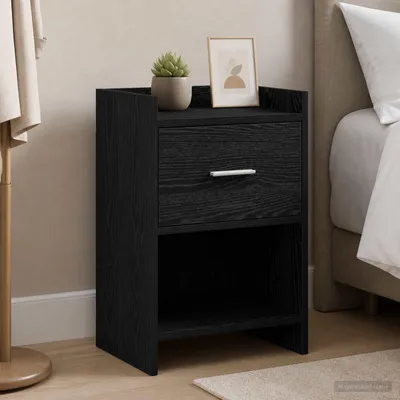 Productafbeelding van Maison Exclusive - Nachtkastjes, 2 stuks, zwart, eikenlook, 40 x 30 x 60 cm