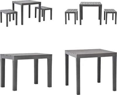 Produktbild von vidaXL Gartentisch mit 2 Bänken Kunststoff Braun - Gartenmöbel-Set - Gartenmöbel-Sets - Esstisch - Esstische