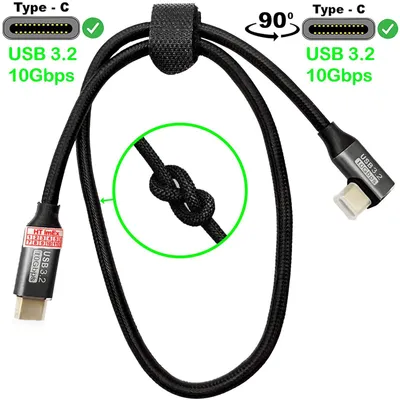 Produktbild von USB-C auf USB 3.2 Gen2 10Gbps 90° Winkelstecker nylon Ladekabel datenkabel für Samsung Galaxy A14 5G, S24, A15 5G, S24 FE