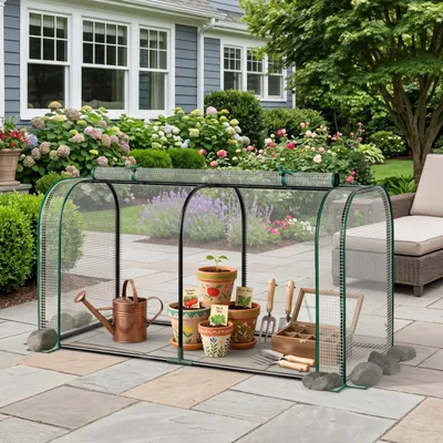 Image de Mini-serre Zerbaco, pour le jardin et le balcon, portable, blanche
