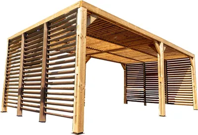 Image de Pergola thermauvent en bois thermo chauffé avec ventelles mobiles - Habrita - THO3562VVT -