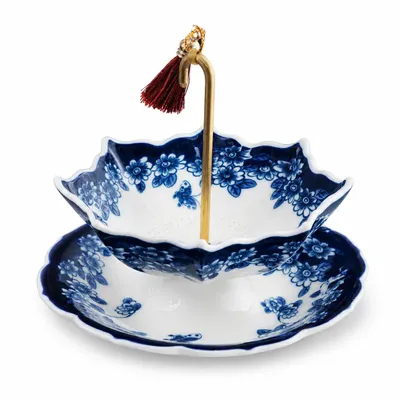 Produktbild von Teesieb Keramik mit Ständer, Porzellan Teefilter Blau Weiß, Teesieb für losen Tee, feines Filtersieb, drehbares Design für Teetasse, Tee Zubehör