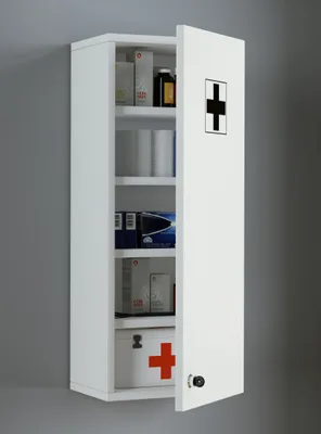 Produktbild von VCM Medizinschrank | Maße ca. H. 70 x B. 27 x T. 19 cm | Apothekerschrank abschließbar | hängend | Arzneischrank - Medasa L