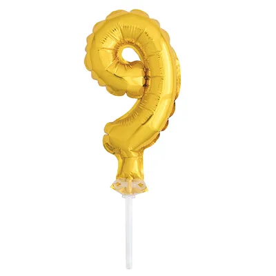 Productafbeelding van Taartdecoratie, ballonvorm, ongeveer 13 cm, kleur: goud, model: #9