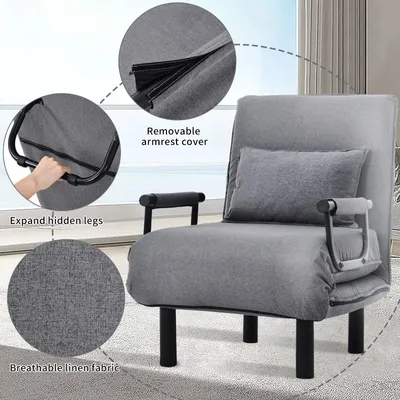 Produktbild von 3-in-1 Schlafsofa – Klappbares Bettsofa – Gästebett – Schlafsessel – Verstellbare Rückenlehne – Robuster Metallrahmen