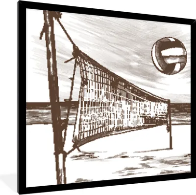 Produktbild von MuchoWow® MuchoWow® Gerahmtes Poster Strand - Volleyball - Netz 40x40 cm - Poster mit zchwarzem Bilderrahmen - Mit Rahmen - Wanddekoration Schlafzimmer