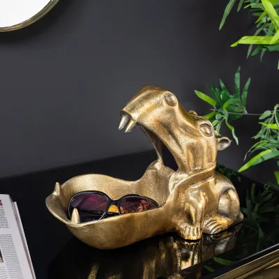 Produktbild von riess-ambiente Handgearbeitete Deko Schale HIPPO 30cm messing gold Metall Aluminium