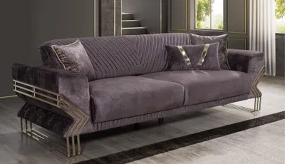 Produktbild von Moderner Lila Dreisitzer Designer Couch Polster Sofa Wohnzimmer 3-Sitzer