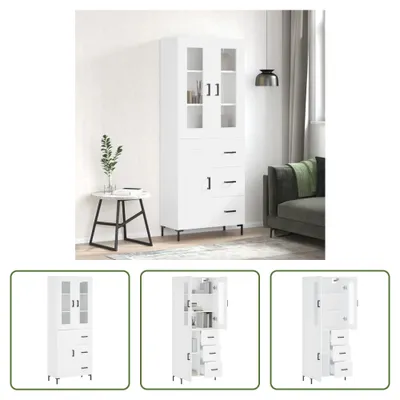 Produktbild von The Living Store Highboard Weiß 69,5x34x180 cm Holzwerkstoff