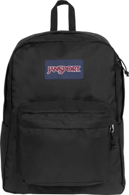 Produktbild von JanSport Superbreak One Rucksack, Schwarz, 25 Liter, 100% Polyester, extrem leicht, gepolsterte Schultergurte, Laptopfach, Wasserflaschentasche, Organizer-Vordertasche, für Alltag, Schule, Arbeit und Reise