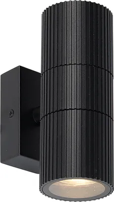 Produktbild von QAZQA - Industrie I Vintage I Industrie I Vintage I Außen Wandleuchte schwarz 2-flammig IP44 - Vigo I Außenbeleuchtung I Up & Down - Aluminium Rund - LED geeignet GU10