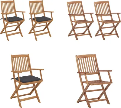 Immagine prodotto di vidaXL Sedie da giardino pieghevoli 2 pezzi con cuscino in legno massiccio di acacia - sedia da giardino - sedie da giardino - poltrona da giardino - sedia pieghevole