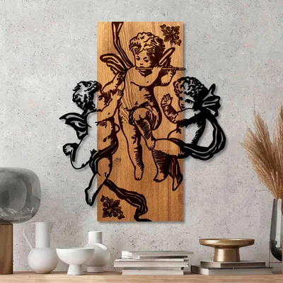 Obrázek produktu pro Wallity, Eros Team, dekorativní doplněk na zeď ze dřeva, ořech, 50 % DŘEVO / 50 % KOV, 49 x 3 x 58 cm