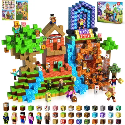 Produktbild von Magnetische Bausteine 210 Teile - Kreatives Lernspielzeug - Schatzsuche - Figuren - Bauvergnügen - Abenteuerwelt - Konstruktionsspielzeug