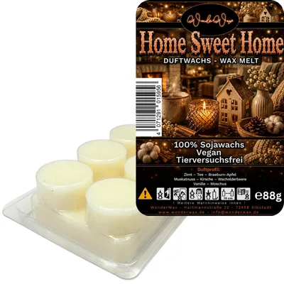 Produktbild von WonderWax Duftwachs Wax Melts für Duftlampe, 6 Kreise Duftmelt Wachsmelt Sojawachs Duftwachs Würfel für Raumdüfte, Wachs Duftöl Winter Indoor Schmelzen für Aromalampe Home Sweet Home