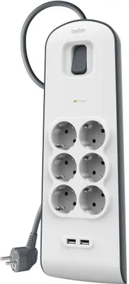 Obrázek produktu pro Belkin BSV604VF2M-V2, 6 AC zásuvky / AC zásuvek, 2,4 A, Šedá, Bílá