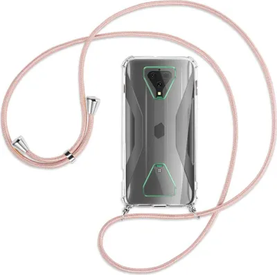 Produktbild von Handykette Backcover-Schutzhülle mit Band (Metall silberfarben) für Xiaomi Black Shark 3 - roségold
